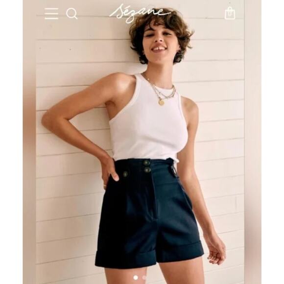 Sezane Pants - SEZANE Sz 34 2 Aristote Short Marine Navy Blue NWT Wool Blend Dressy